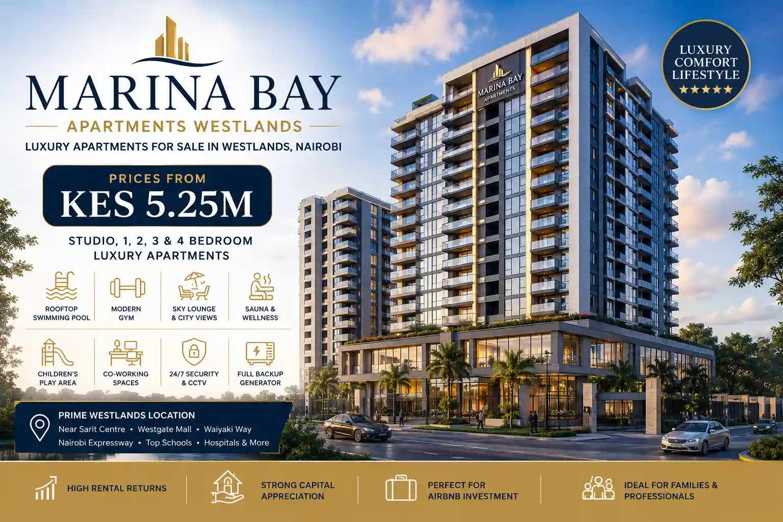 Marina Bay Apartments Westlands – Luxury Apartments for Sale in Nairobi From KES 5.25M