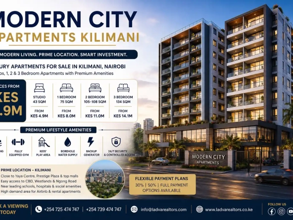 Modern City Apartments Kilimani – Luxury Apartments for Sale in Nairobi From KES 4.9M