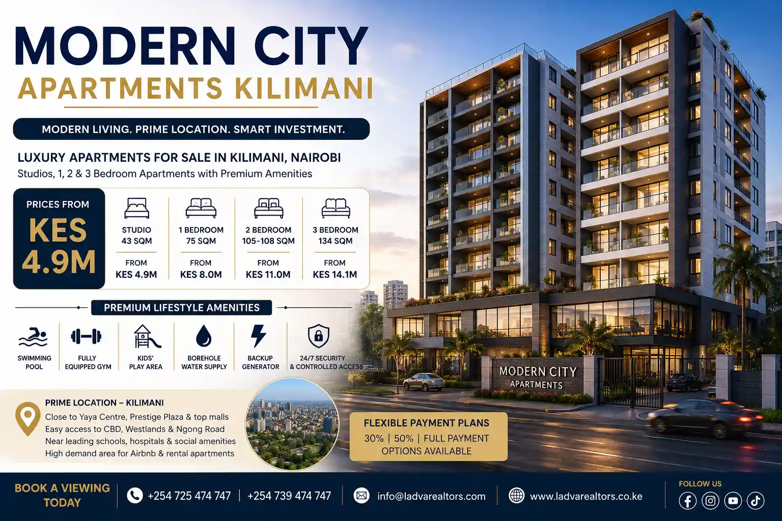 Modern City Apartments Kilimani – Luxury Apartments for Sale in Nairobi From KES 4.9M
