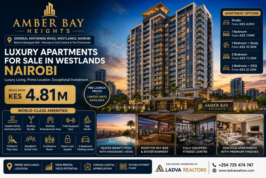 Amber Bay Heights Apartments for Sale in Westlands, Nairobi Luxury Apartments from KES 4.81 Million Along General Mathenge Road