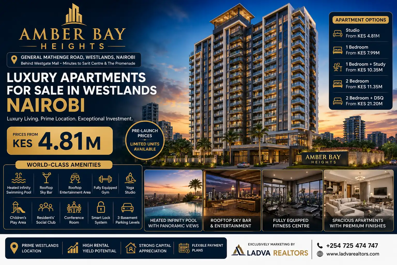 Amber Bay Heights Apartments for Sale in Westlands, Nairobi Luxury Apartments from KES 4.81 Million Along General Mathenge Road