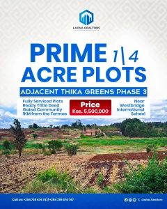 Land and Plots for Sale in Thika – Premium ¼-Acre Plots Next to Thika Greens Phase 3 at KSh 5,500,000